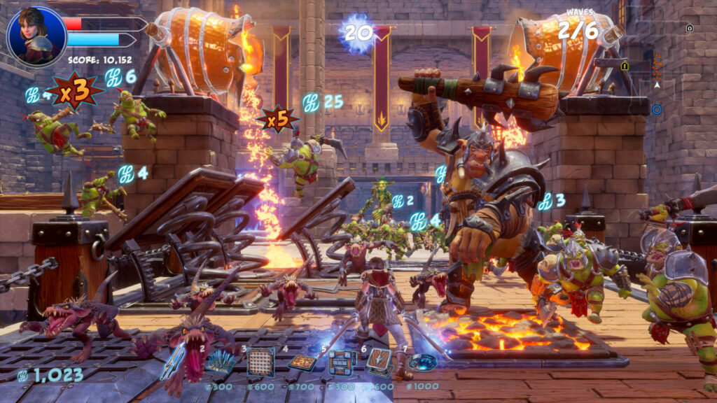 Orcs Must Die! 3: орки идут в ловушки, герой с арбалетом на стене