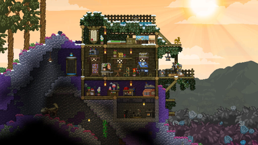 Starbound: космический корабль над планетой, исследование новых миров