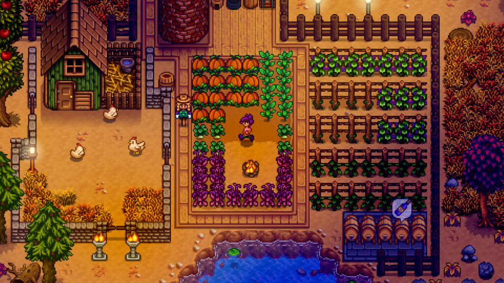 Stardew Valley: ферма, грядки и домик на рассвете