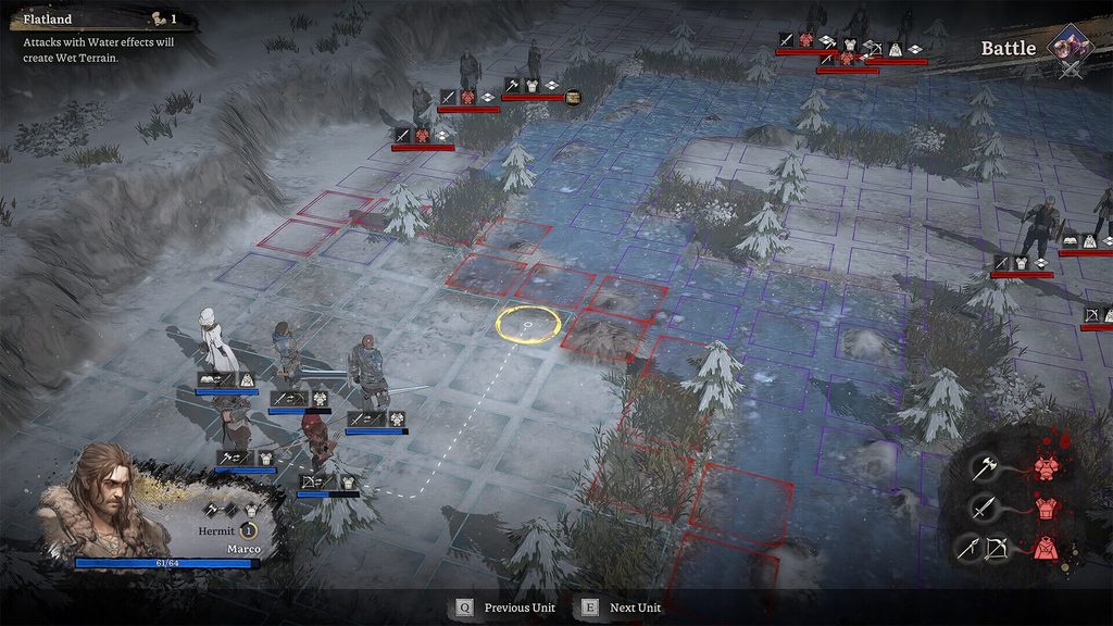 Скриншот Lost Eidolons: Veil of the Witch: пошаговый бой на сетке